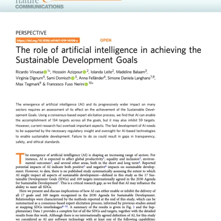 The role of artificial intelligence in achieving the Sustainable Development Goals
