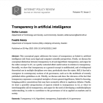 Transparency in artificial intelligence